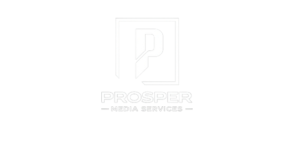 Logo for Prosper Media Services with a stylized 'P' and glitch effect.