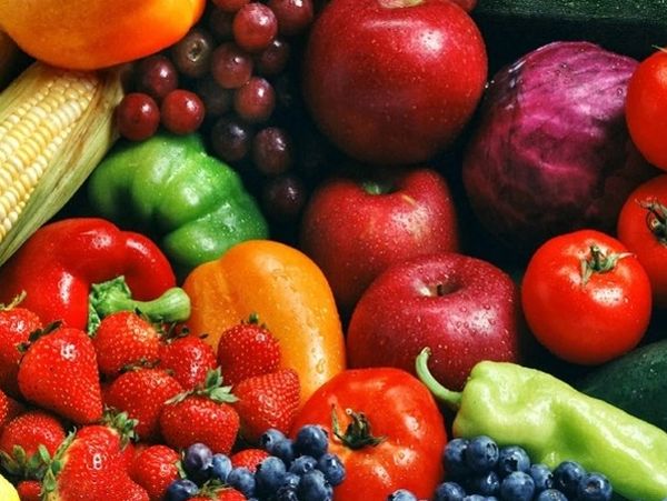 A vibrant assortment of fresh fruits and vegetables.
