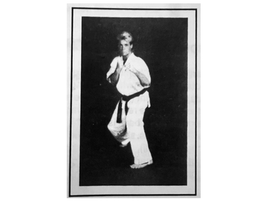 A example of a Tang Soo Do Fighting Stance with correct foot position and body alignment 