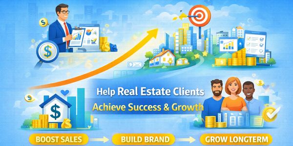 Illustration showing steps to help real estate clients achieve success and growth.