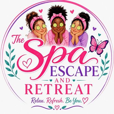 Spa retreat logo with diverse women relaxing.