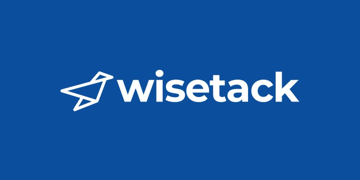 Wisestack logo with a blue background and a white origami bird.
