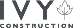 Logo for Ivy Construction featuring a leaf design.