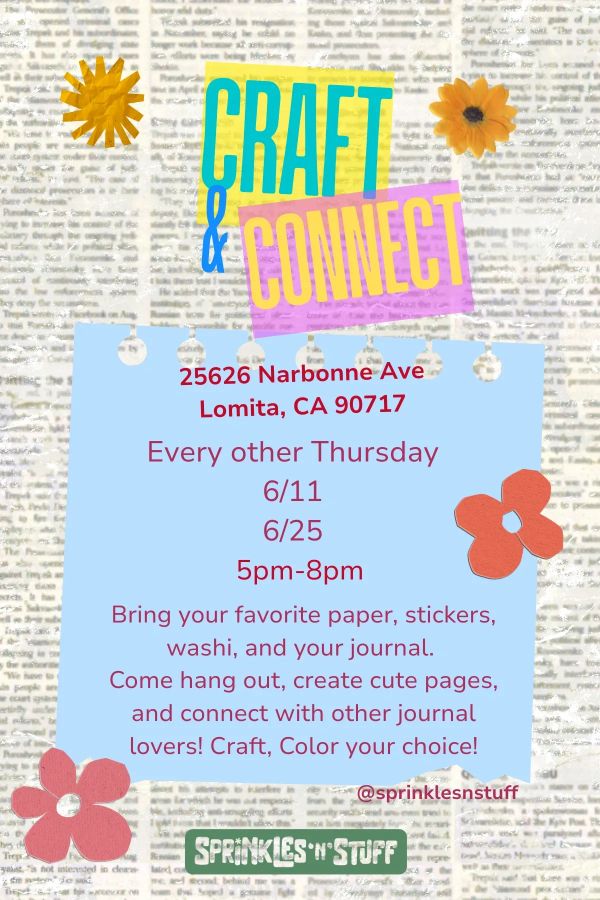 Craft &amp; Connect journal crafting events in Lomita.