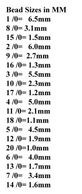 Bead sizing chart