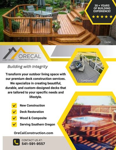 Wood Deck construction near me in Klamath county Oregon.