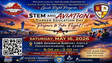 STEM and aviation career education day event flyer for May 16, 2026.