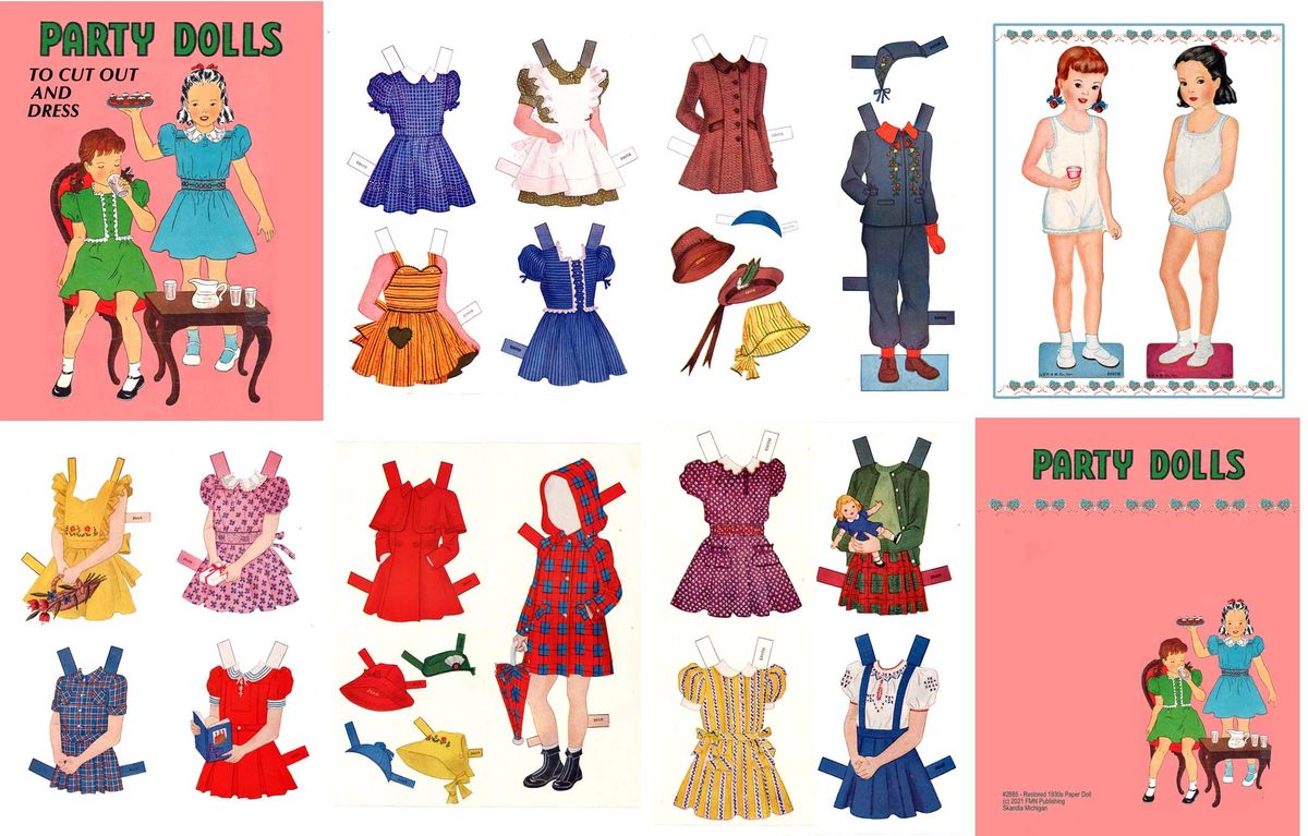 2885 Party Dolls Platt & Munk Paper Doll Sheets