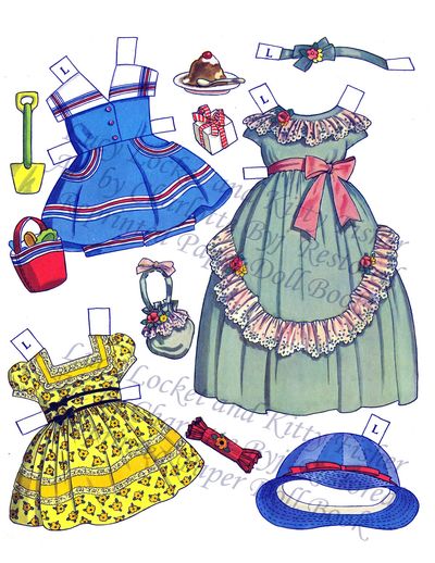 Example of dresses for paper dolls by Judy's Paper Dolls