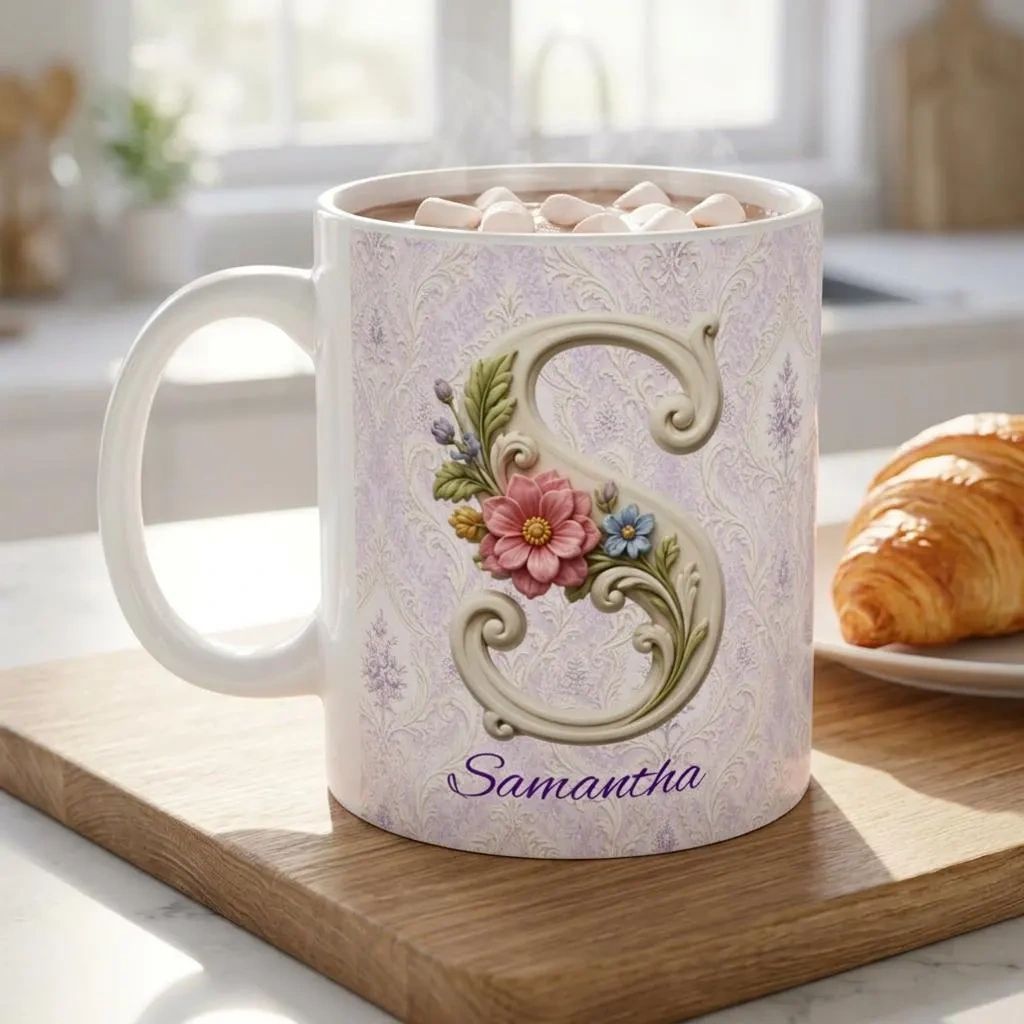 Monogrammed Mug II — Fancy Letters, Custom Name