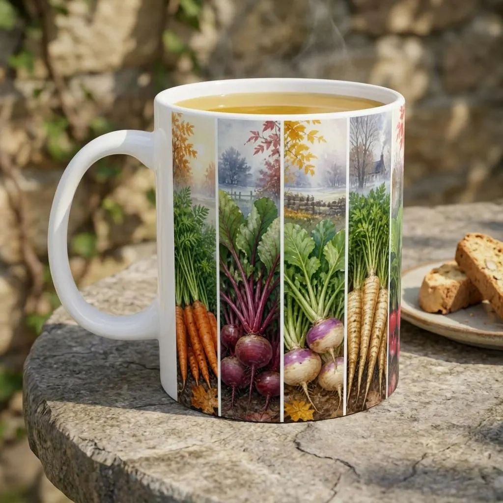 Mug — Heirloom Root Veggies, Watercolor Art