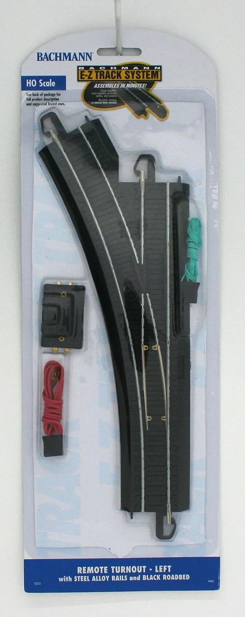 Aiguillage (déviation à Gauche) Bachmann E-Z Track – Échelle HO, Rail Acier, Pose Facile Snap-fit
