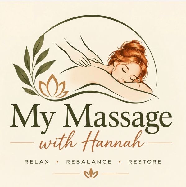 Logo for My Massage with Hannah featuring a relaxing massage scene.