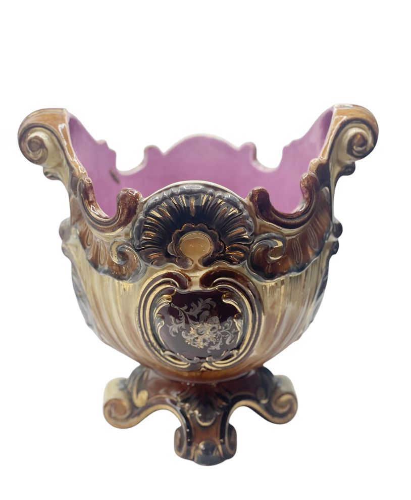 French Majolica Cache Pot