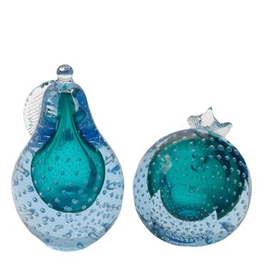 Mid Century Murano Blue Apple And Pear 
