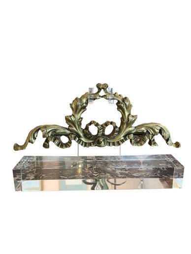 19th Century French Brass Fragment on Custom Lucite Mount
