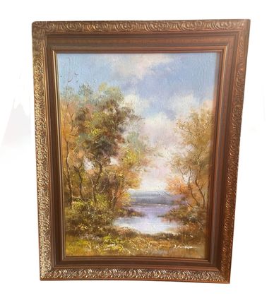 Antique Gold Framed Oil Painting Signed J. Reneau, France