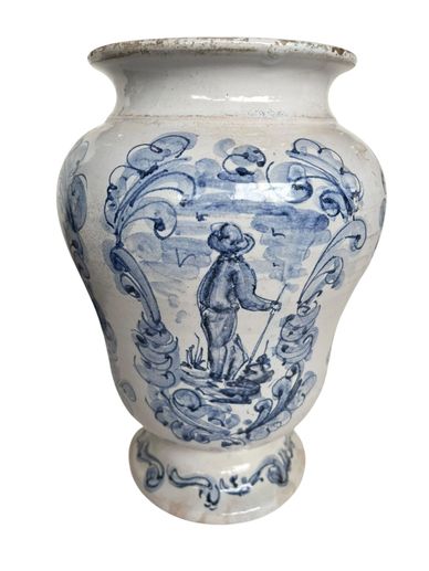 Antique Italian Blue and White Pottery Vessel