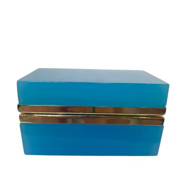 French Blue Opaline Rectangular Box 
