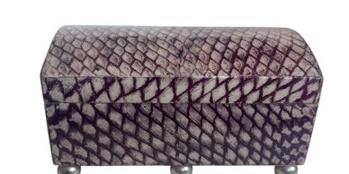 Hollywood Regency Faux Reptile Covered Box On Ball Feet