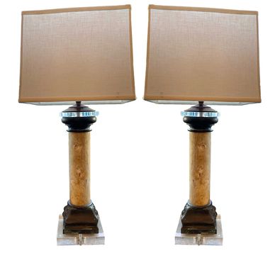 Antique  Bronze and Marble Columns As Lamps