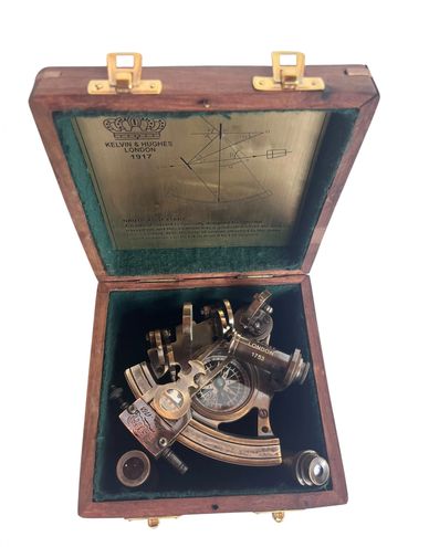 19th Century English Brass Sextant with Original Box