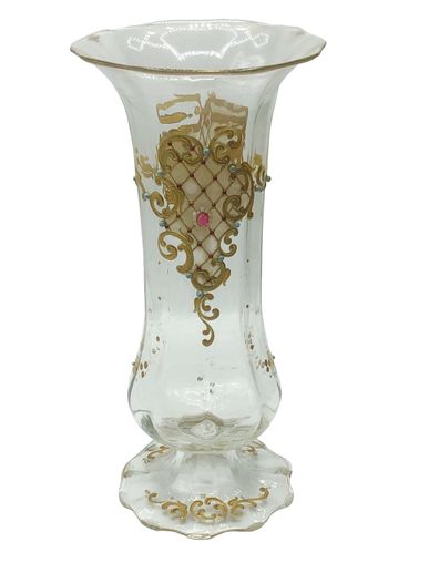 MOSER JEWELED ENAMELED CRYSTAL VASE