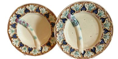 French Majolica Asparagus Plate
Two Available