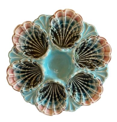 Late 1800s French Five Lillie Antique Oyster Plate