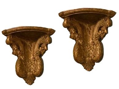 19TH CENTURY GILT CORNER BRACKETS
