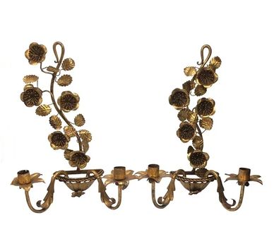 MID CENTURY ITALIAN GILT WALL SCONCES