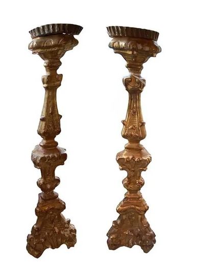 ANTIQUE GILT CANDLESTICKS