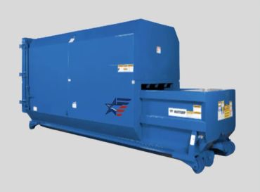 Large blue industrial compactor.