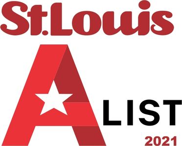 Logo for St. Louis A List 2021 featuring a red star and bold text.