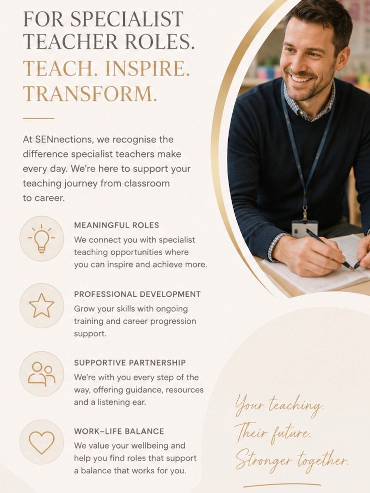 Support for specialist teachers to inspire, grow, and balance work-life.