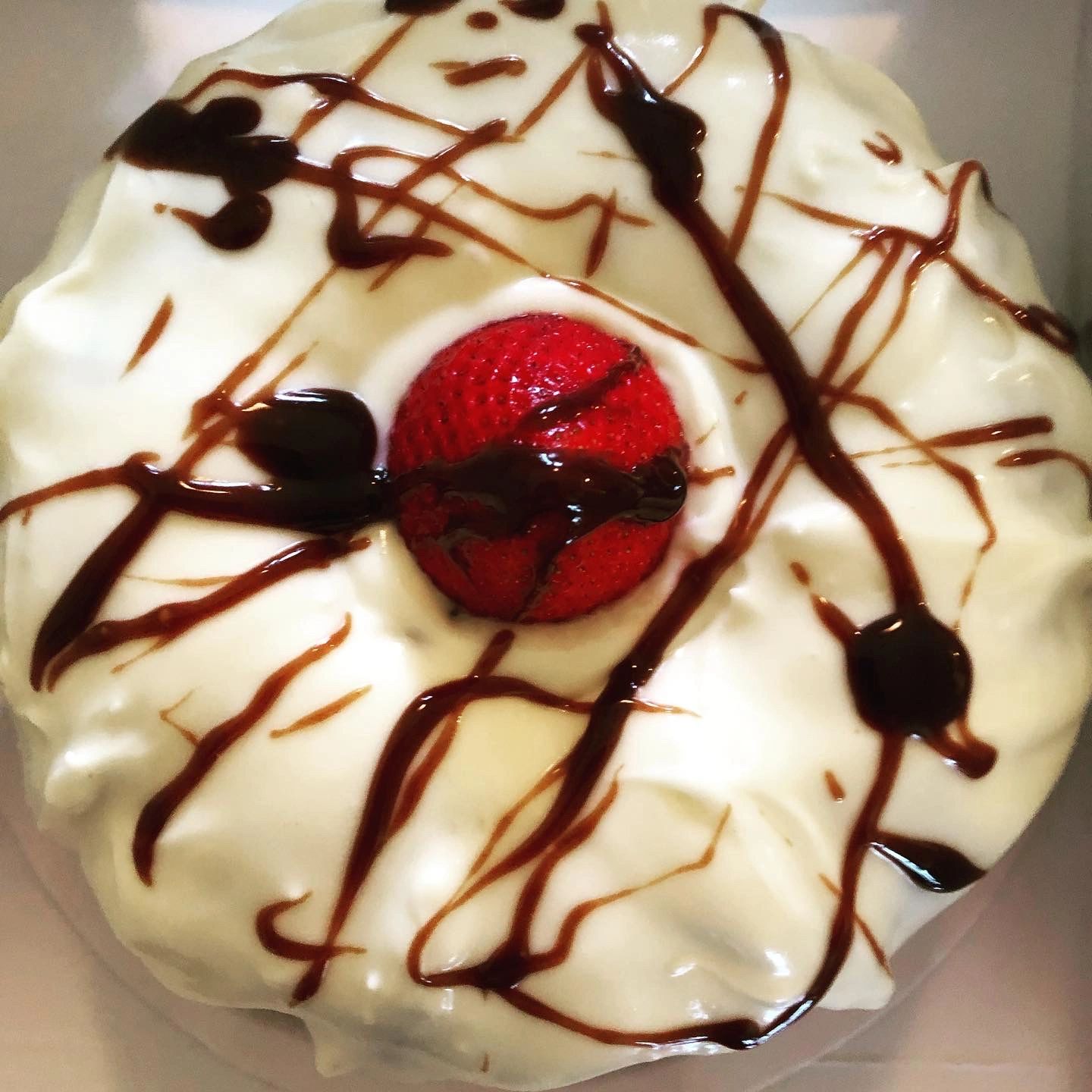 Don Cream is our signature red velvet pound cake with cream cheese glaze and fudge drizzle.  