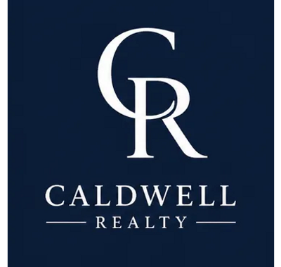 Logo of Caldwell Realty with stylized CR letters on dark background.