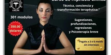 Curso de Hipnosis Clinica con 301 modulos costo de oferta 350.00 dolares