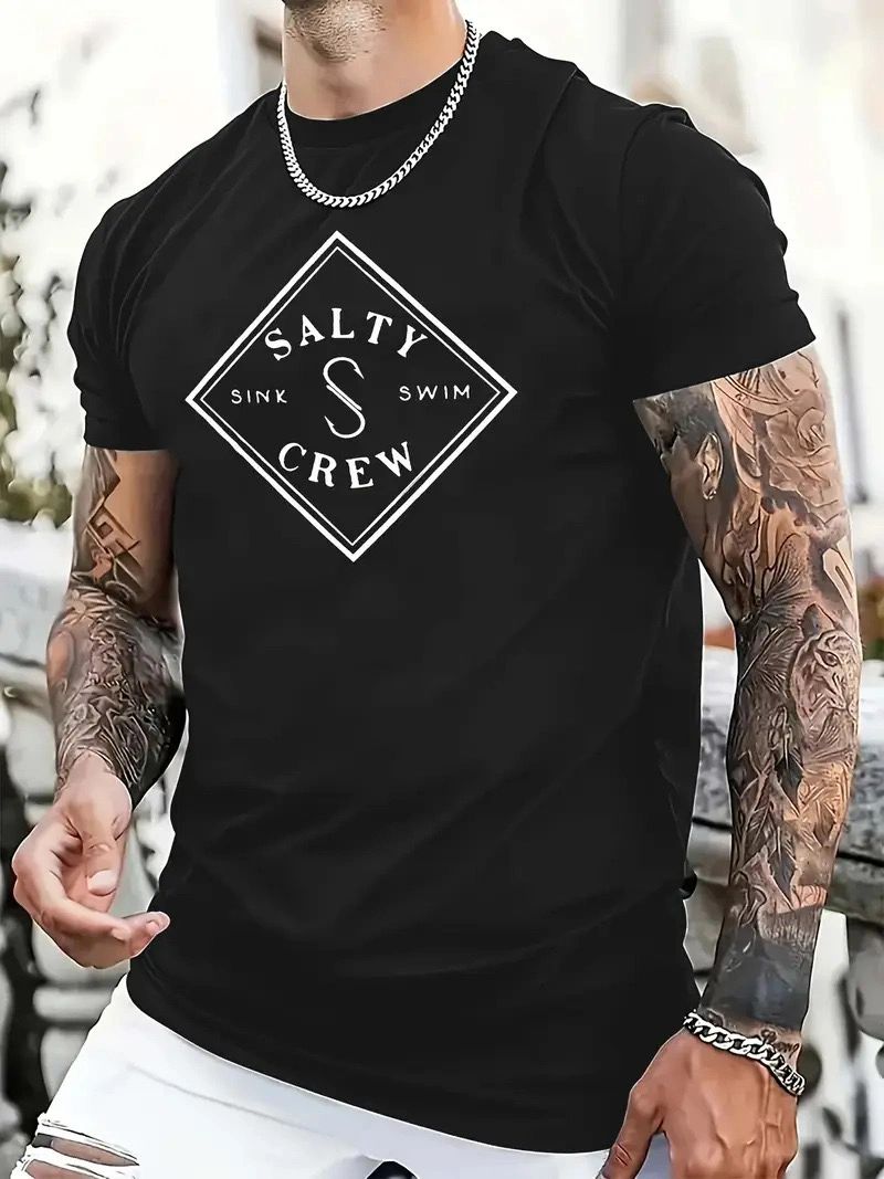 black short-sleeve graphic T-shirt