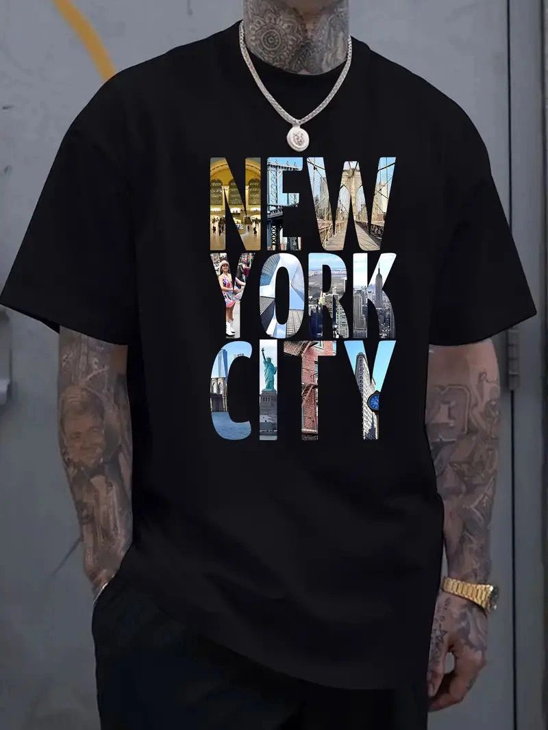 black crew-neck T-shirt