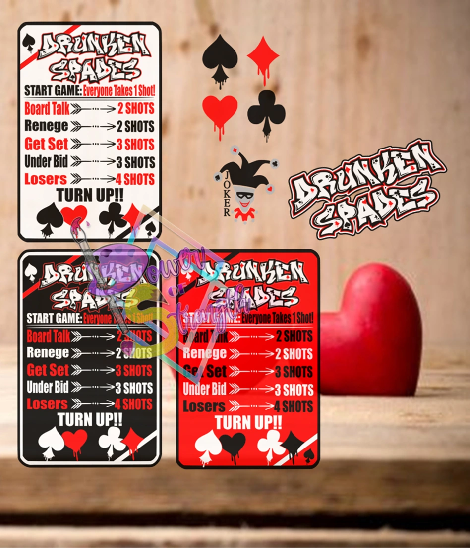 Drunken Spades / different color instruction cards