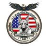 Military service logo with a dog, eagle, and American flag.