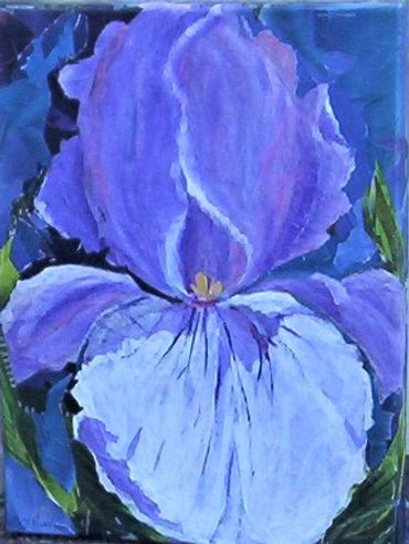 Irises are some of my favorites.  This purple one is cut and torn paper on gallery wrapped canvas.  