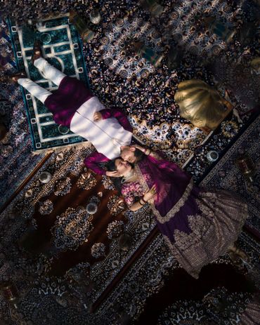 Romantic pre-wedding photography in traditional attire