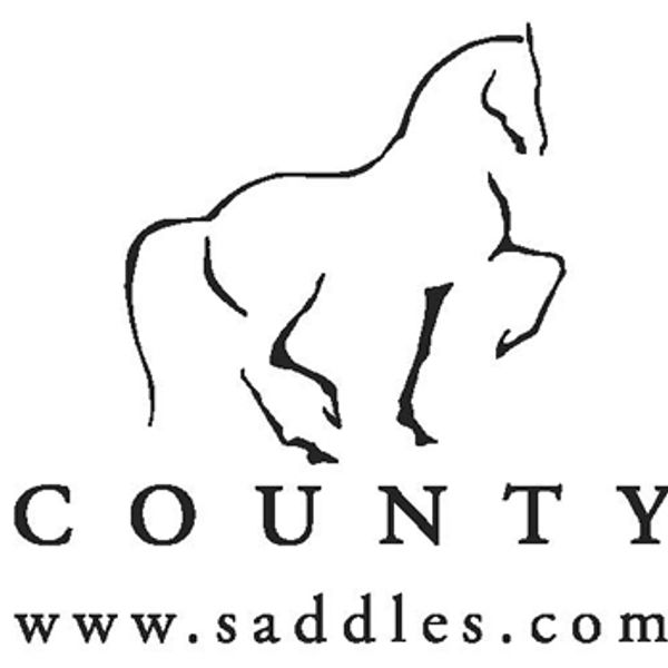 Minimalist horse logo with the word COUNTY and a website URL.