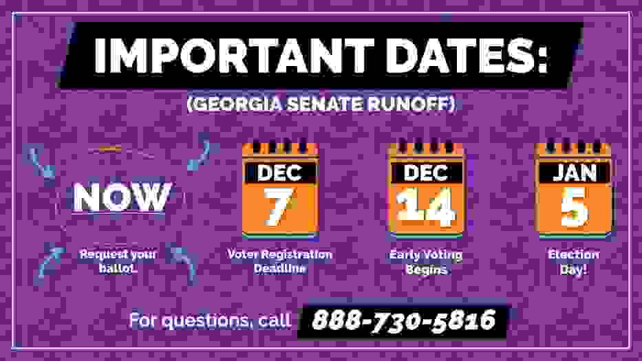 Fair Fight Actions important dates for the upcoming runoff January 5th, 2021