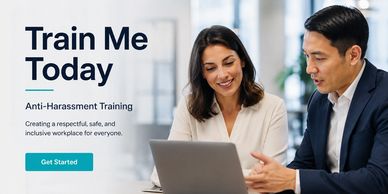 Two people taking an anti-harassment training webinar.