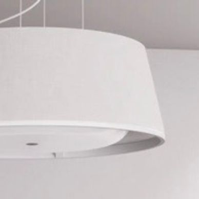 A round grey/white ceiling light 