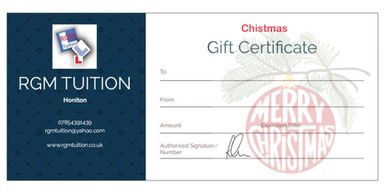 Gift voucher for all occasions.RGM TUITION gift vouchers are a wonderful gift for your loved ones
