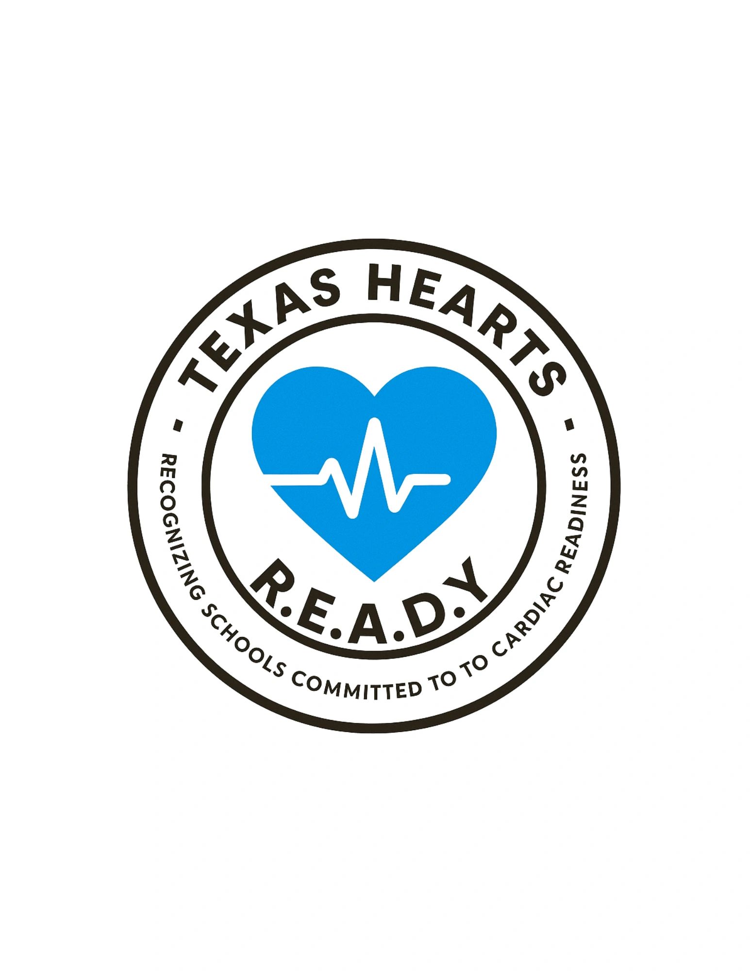 Texas Hearts R.E.A.D.Y logo with a blue heart and cardiac line.